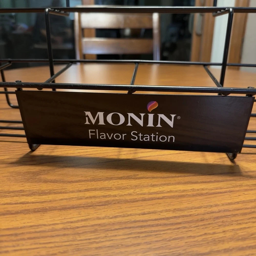 Monin Flavor Station 2-Tier Metal Wire Rack 11 Syrup Bottle Organizer Stand
